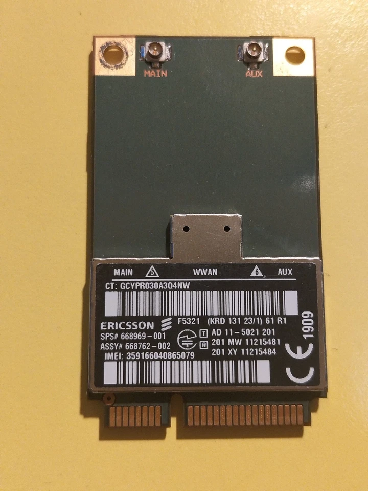 Ericsson F5321 WWAN 3G HSPA+ Mini PCI-E Modulo UMTS Notebook Lenovo HP Dell - Immagine 2 di 2