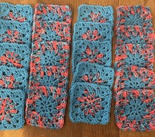 Lot Of 20 5 Hand Crochet Granny Square..your CreationScarf/Sweater/Afghan