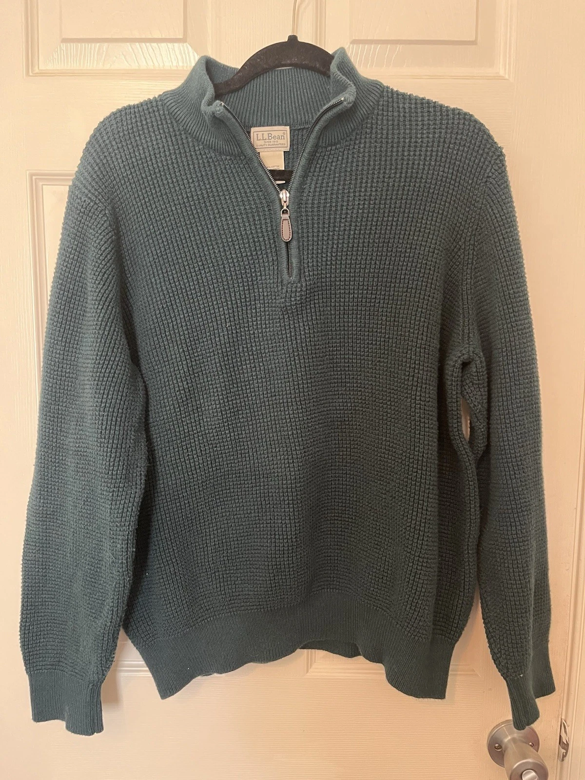 LL Bean Men’s Xl Regular Teal 1/4 Zip Pullover Cashmere Cotton Gorpcore