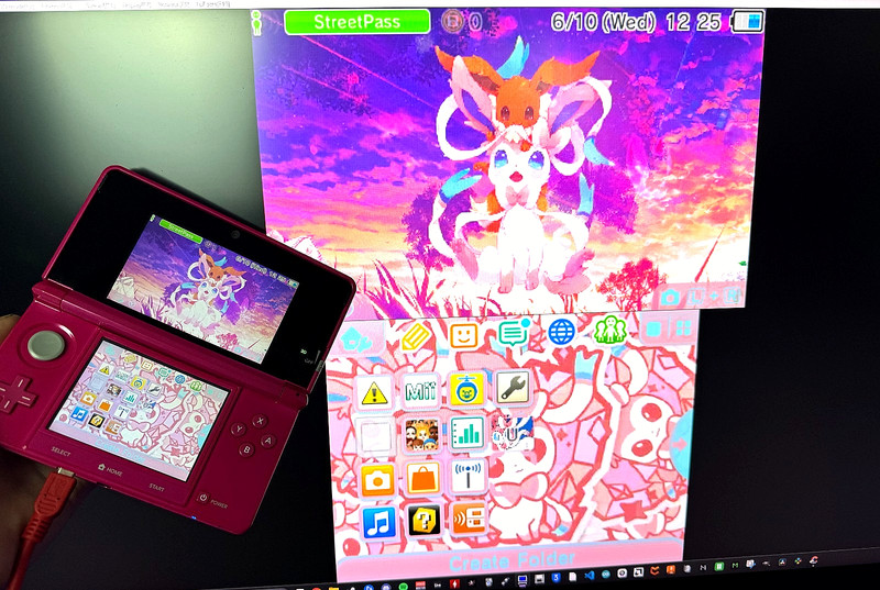 USB IN-BUILT CAPTURE CARD Gloss Pink Original Nintendo 3DS Console REGION FREE