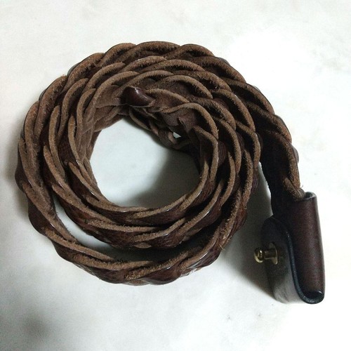 Gucci All Leather Mesh Belt Pre-Owned Brown 4cm Width 100cm Length