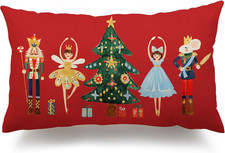 Merry Christmas Throw Pillow Cover 12X20 Inch Nutcracker Christmas Decor Winter