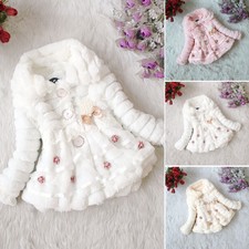 Baby Toddler Girls Faux Fur Fleece Coat Kids WinterJacket Parka Coats Warm Lace