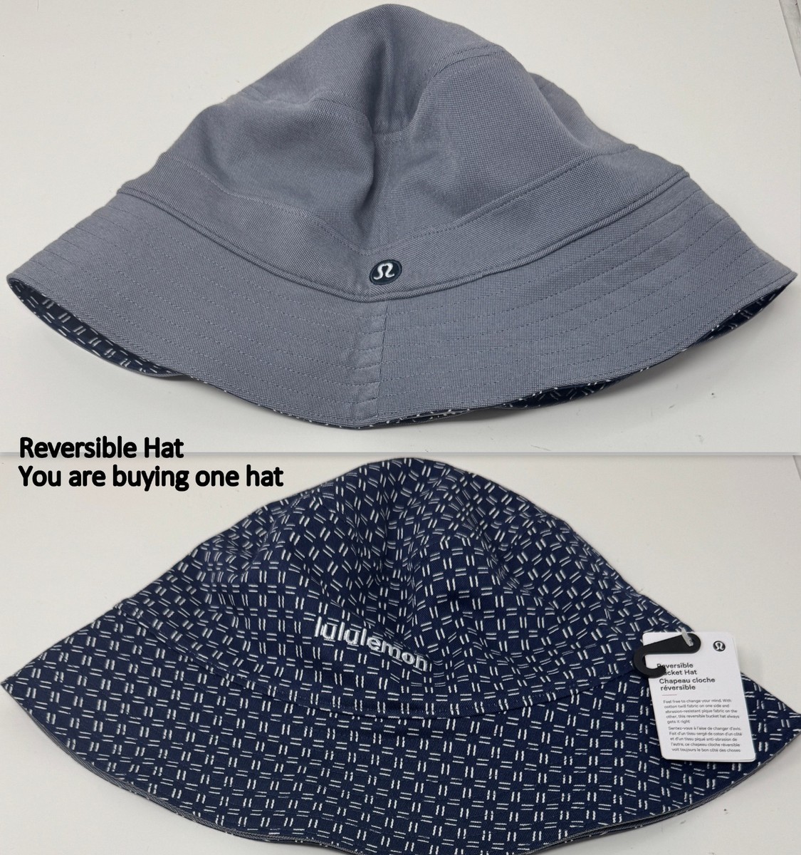 NWT Lululemon Both Ways Textured Reversible Bucket Hat L/XL Lululemon Both Ways Bucket Hat (Black/Variegated Mesh Camo  main image 3