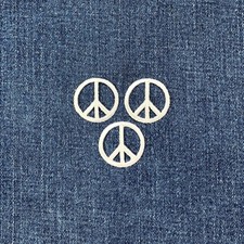 3-Pack Peace Sign Patch Applique - Mini White Embroidered Badge 1" Iron On