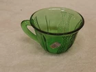 DELL TULIP GREEN DEPRESSION GLASS CUP with sticker( 1 EA )