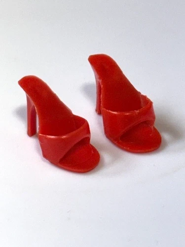 Vintage Barbie Red Open Toe Heels Shoes Mules Japan Lot B