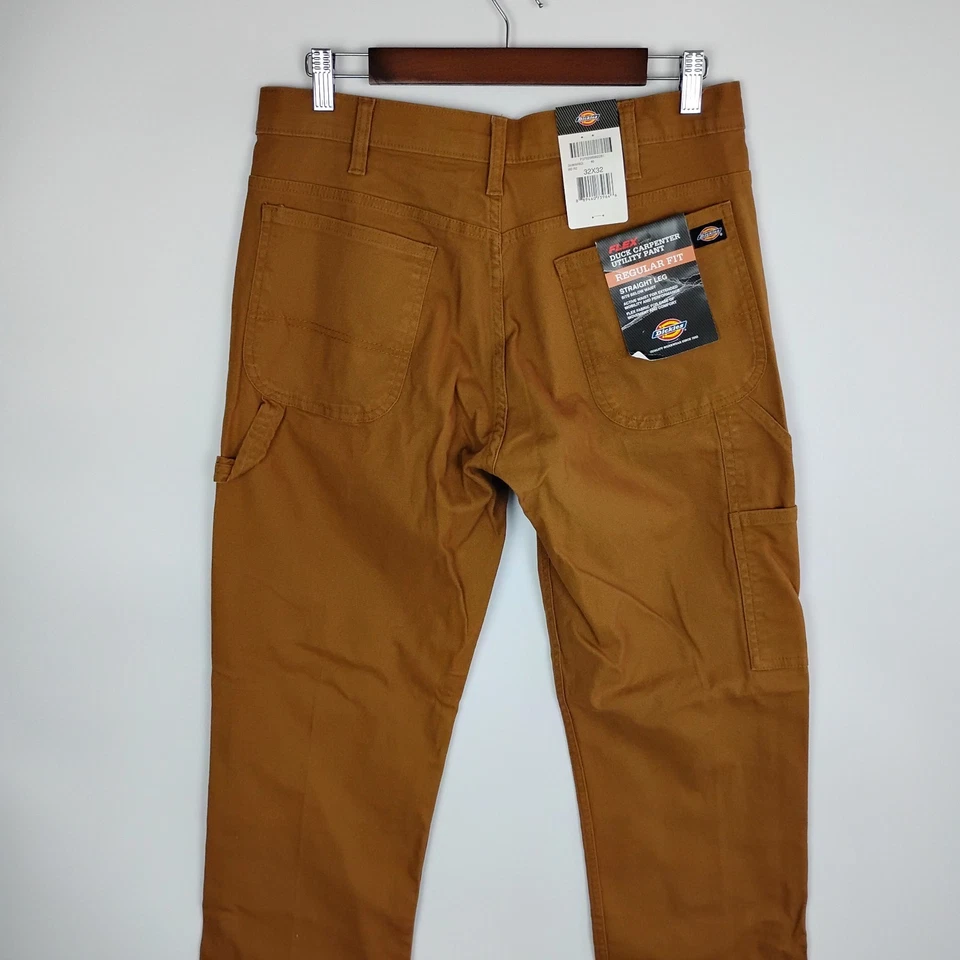 Pantalones Dickies Hombre 32x32 Marrón Calce Regular Pato Lona Carpintero Utilidad Flex NUEVO Foto 4 de 4
