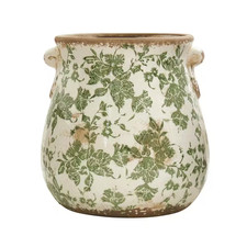 10 In. Tuscan Ceramic Green Scroll Planter