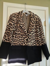 Chico's Leopard Color Block Sweater Blazer NWOT Size XL