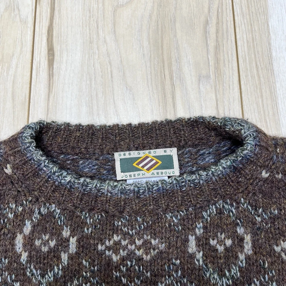 Vintage Joseph Abboud Wool Made in Scotland Knit Sweater Fair Isle Mens Large - Image 2 of 4