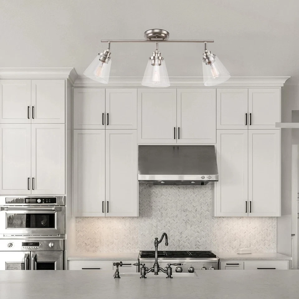 Globe 59628 Jackson 3-Light Track Lighting, Brushed Nickel, Clear Glass Shades - Imagem 4 de 4