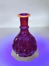 L E Smith Glass Vtg Ruby Red Moon and Stars Decanter Stopper Amberina Glows ☑️📝