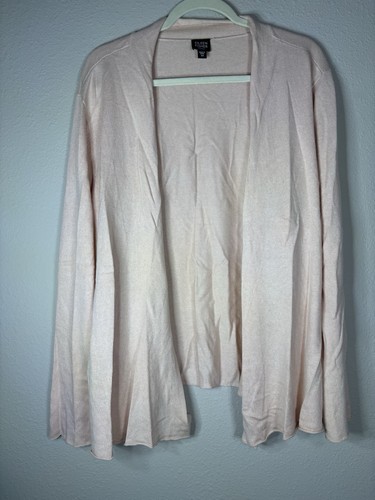 Eileen Fisher Women's 3X Cardigan Sweater Open Front Pink Silk Cashmere EUC