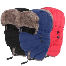 Winter Thermal Hat Fur Warm Snow Ski Cap with Face Mask Ear Flap for Men Women