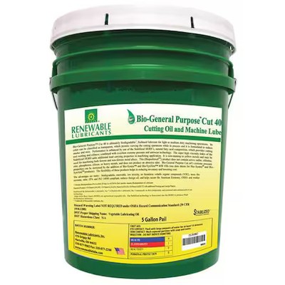 Renewable Lubricants 86834 Cutting Oil, 5 Gal, Bucket
