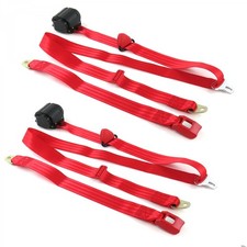 Ford Thunderbird 1980 - 1982 Standard 3pt Red Retractable Bucket Seat Belt Kit -