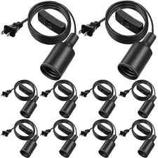 10 Pack Hanging Light Cord Pendant with Switch Socket Black 