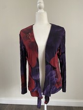 Chico  s Travelers Women  s Open Front LS Floral Acetate/Spandex Cardigan Sz 1