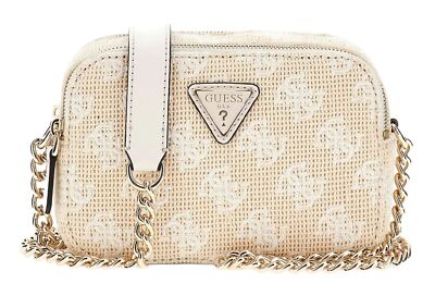 GUESS Vikky II Camera Crossbody Umhängetasche Tasche White Logo beige weiß Neu