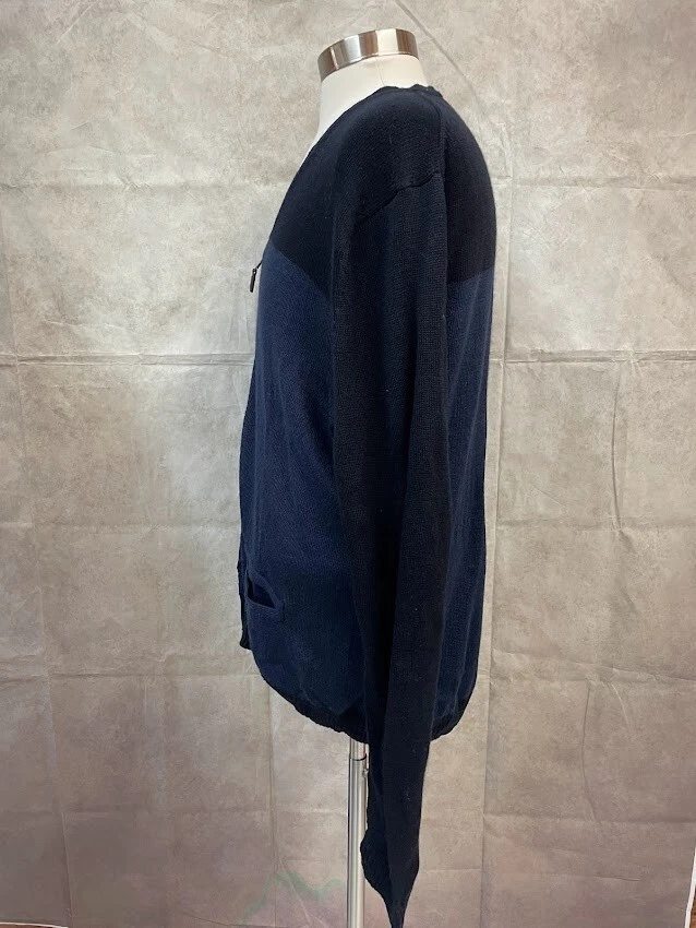 Cárdigan suéter con cremallera Calvin Klein para hombre mezcla de lana negro/azul talla L Foto 2 de 4