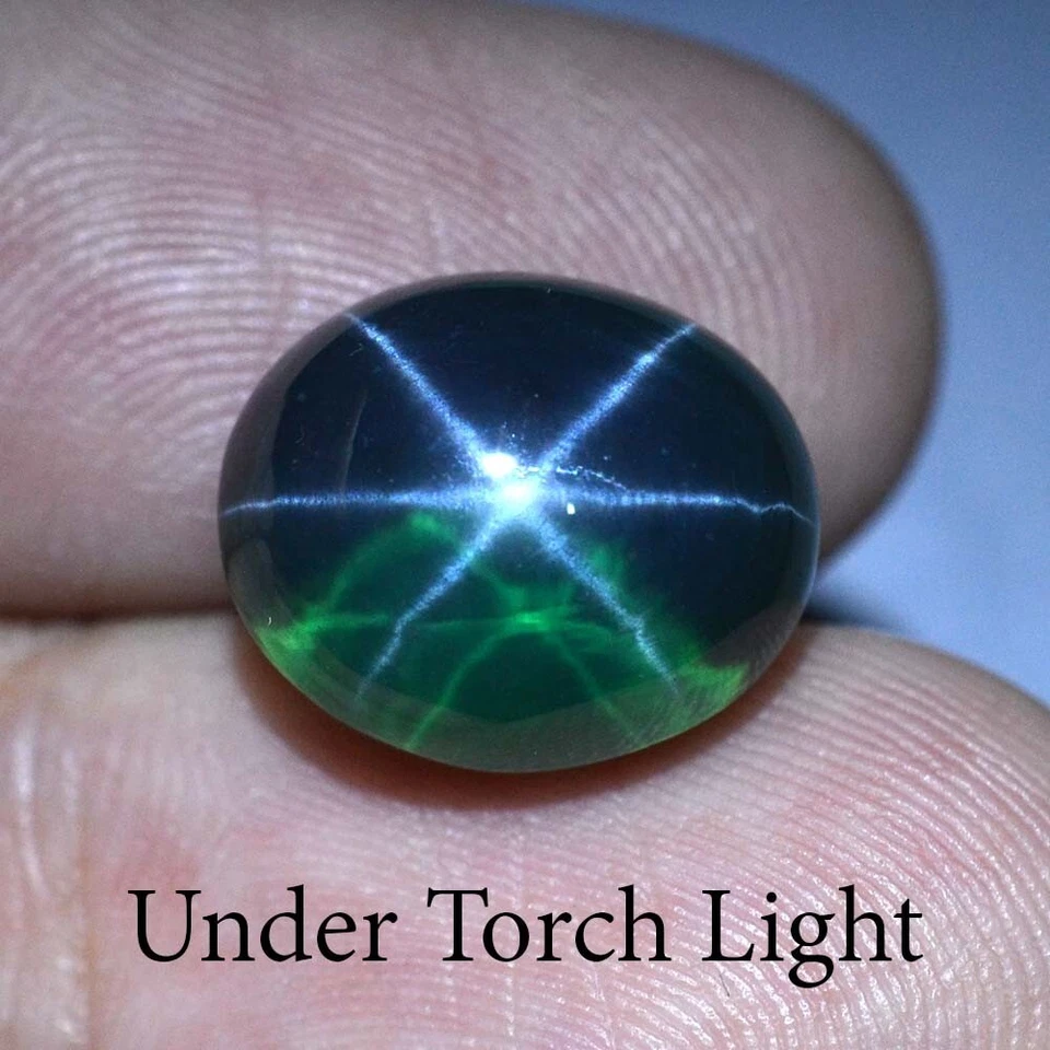 15.95 Ct 13.5x11.5 MM Emerald Green Star Sapphire 6 Ray Lab Corundum VDO EGS9964 - Image 3 of 4