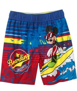 Disney Mickey Mouse Toddler Boys Roadster Racers Swim Trunks 2T Blue Multi