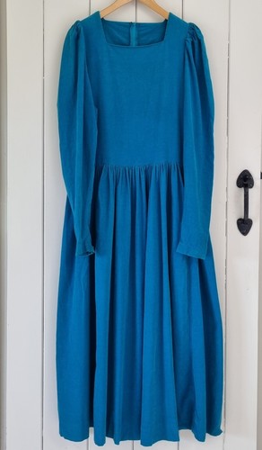 Vintage Laura Ashley Size 12 Green Turquoise Needlecord Dress - Picture 3 of 4