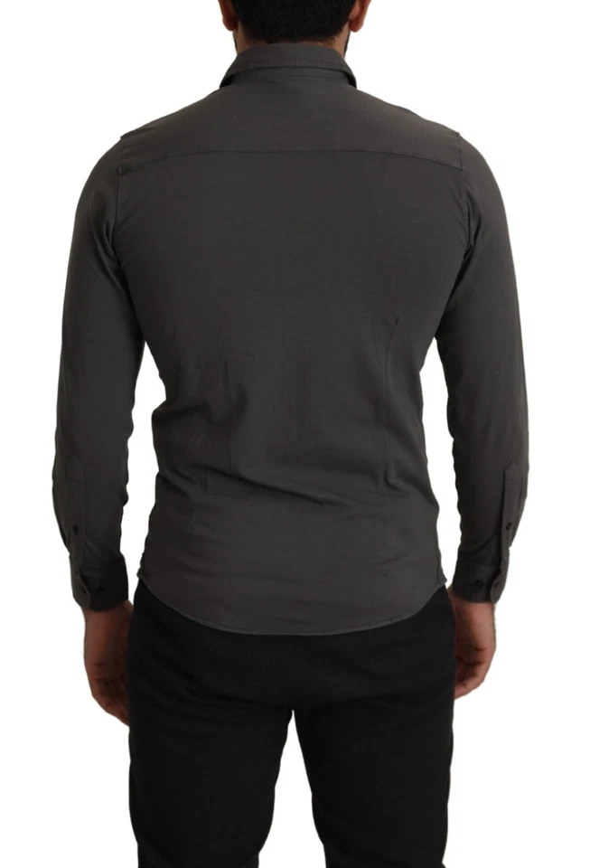 Chemise R3D WOOD marron coton stretch manches longues robe formelle taille S ... - Photo 3/4