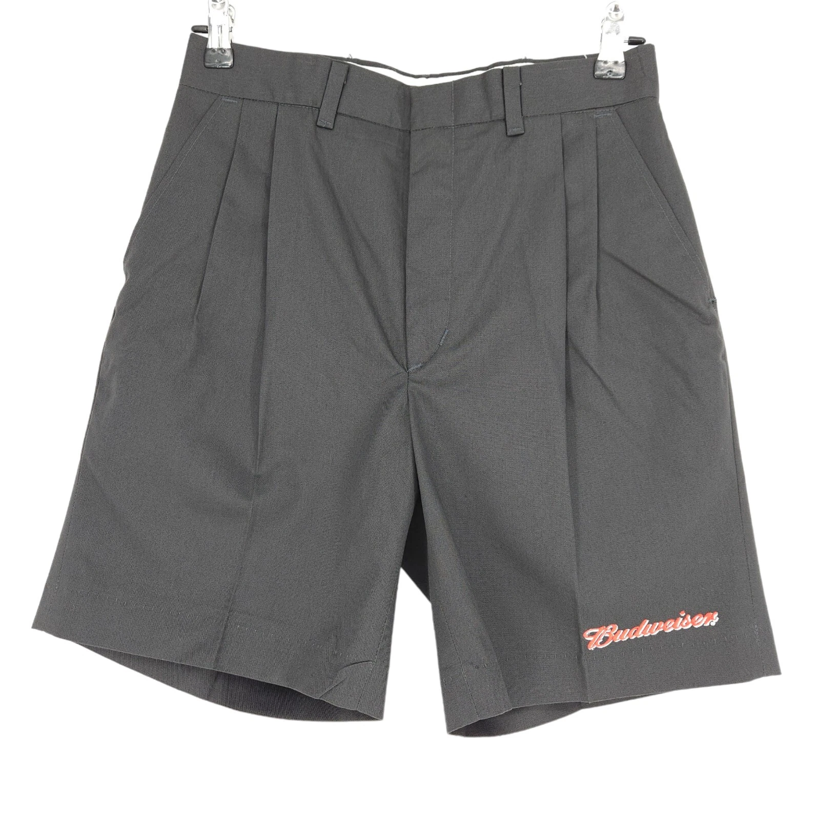 Riverside Budweiser Pleated Uniform Shorts Gray Embroidered Mid Rise NWOT Men 29