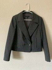 Ann Taylor cropped double breasted blazer size 4 dark gray