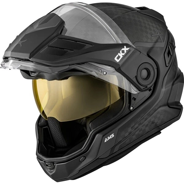 Casco de moto de nieve gris furia carbono CKX Mission AMS protector eléctrico cara completa Foto 4 de 4