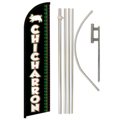 Chicharron Windless Banner Swooper Advertising Flag Pole Kit Concessions Food