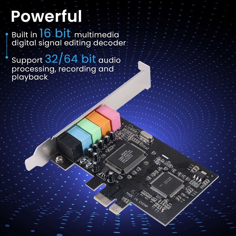PCIe Sound Card 5.1, PCI Express Surround Card 3D Stereo Audio with ...