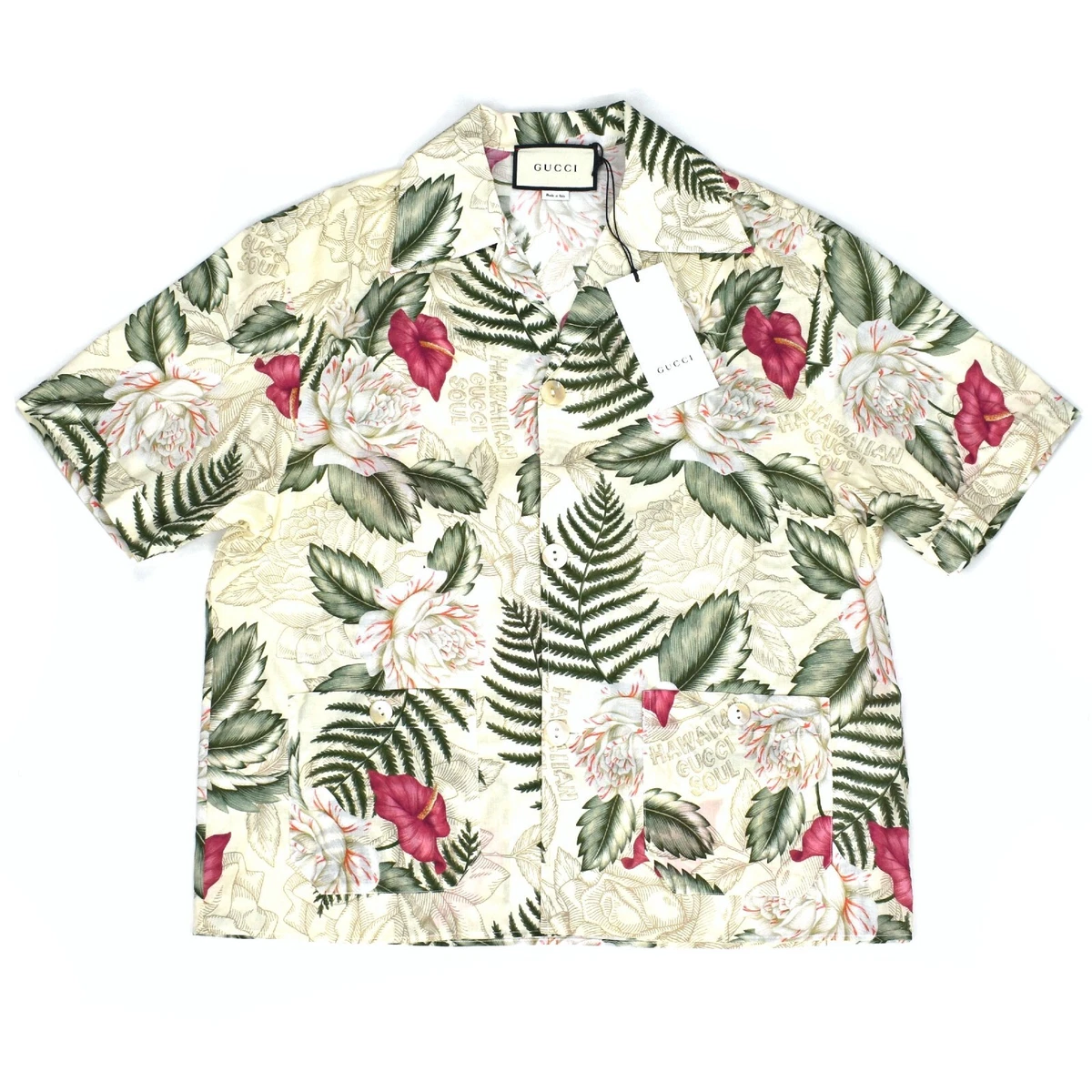 NWT $980 Gucci Men's Hawaiian Dream Floral Blooms Button Down Shirt 48  AUTHENTIC