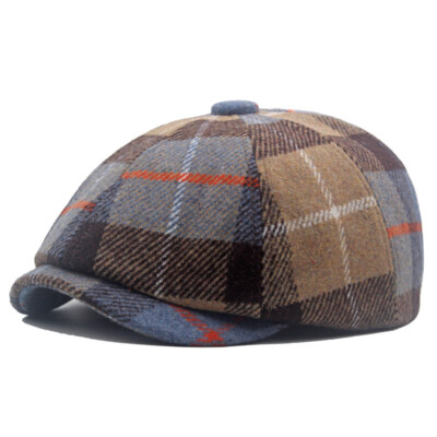 Newsboy cabbie wool plaid vintage hat Vintage Lake of the Isles Mens L Newsboy Cabbie Hat Brown  main image 3