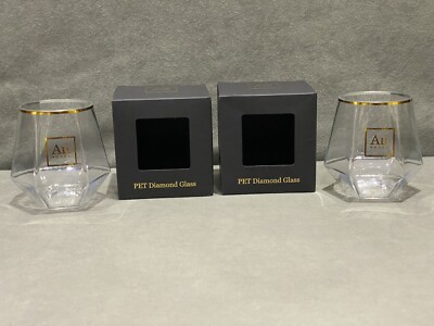 2x Au Vodka Plastic Tumbler Glass In Gift Box PET Diamond Glass New 35cl 350ml
