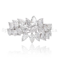 3.00 Ct Natural H/SI Pear Diamond Cocktail Ring 14k White Solid Gold Easter Gift