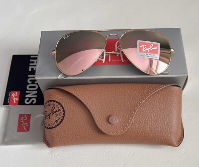 RayBan RB3025 Ray Ban Women Sunglasses Aviator Flash Pink Lens 58mm  