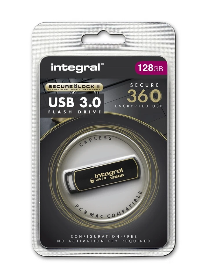 Lecteur Flash 128GO Integral sûr 360 USB3.0 chiffrée (chiffrement AES 256 bits) - Photo 2/2