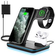 WAITIEE Wireless Charger 3 in 1, 15W Fast Charging Station for Apple iWatch SE/
