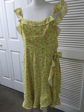 BCBGeneration  Floral Print Sleeveless  Ruffles Semi-wrap  Dress Sz 12-14