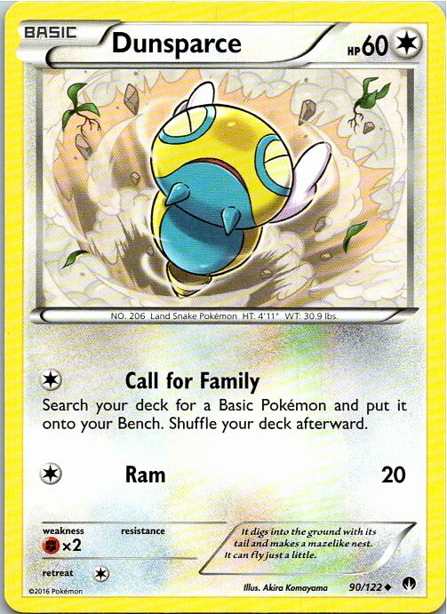 Dunsparce 90/122 Uncommon Regular Pokemon XY Breakpoint Mint