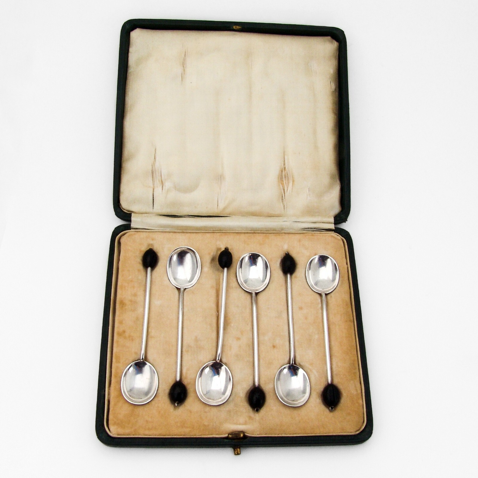 antique , Victorian boxed set of solid sterling silver, hallmarked with