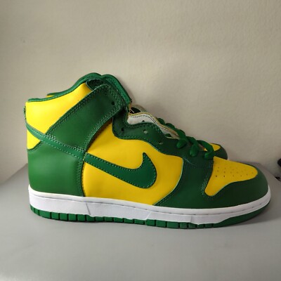 2003 Nike Air Dunk High Brazil Yellow Green Shoe Size 10 OG Box New 304717- 731