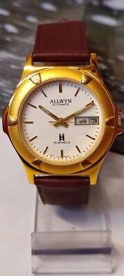 ALLWYN 21 JEWELS AUTOMATIC NOS WHITE DIAL Y381-8460 INDIA MEN'S FULL WORKING VTG