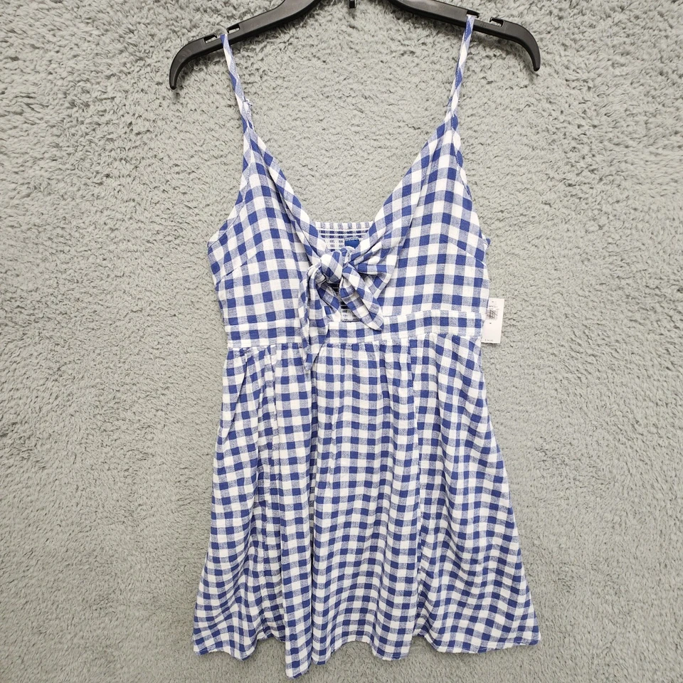 Top Babydoll Old Navy Y2K para mujer mediano a cuadros mezcla de lino campo NUEVO con etiqueta Foto 3 de 4