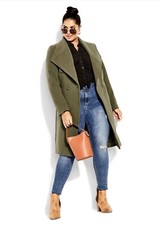 New City Chic Women’s Plus Size Sassy Military Coat Long Sleeves - Khaki 16 Plus