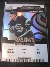 SHANE WRIGHT 2022-23 Upper Deck Credentials Debut Ticket Access #197 KRAKEN /399