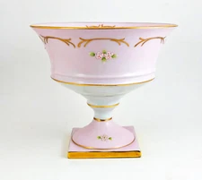 Vintage Ardalt Lenwile Hand Painted Pedestal Compote Bowl 7” Tall